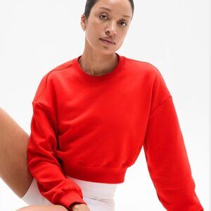 Athleta Terry Crop Crew Sweatshirt Size Medium Cardinal